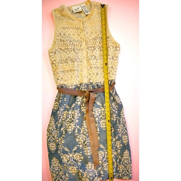 Beguile by Byron Lars Sleeveless Lace Bodice Belted Dress 4P Elegant - Picture 4 of 10